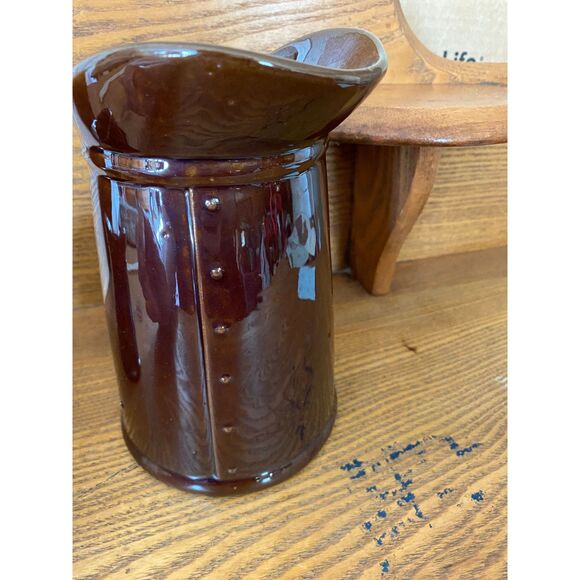 Vintage Redware Red Rooster Pancake Set Batter and Butter Pitchers 1950s - Picture 6 of 10